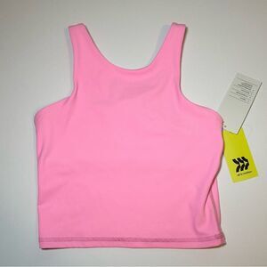 All In Motion Berry Pink Bubblegum Crop Tank Built in Bra Girl's SMALL (6-7) NWT